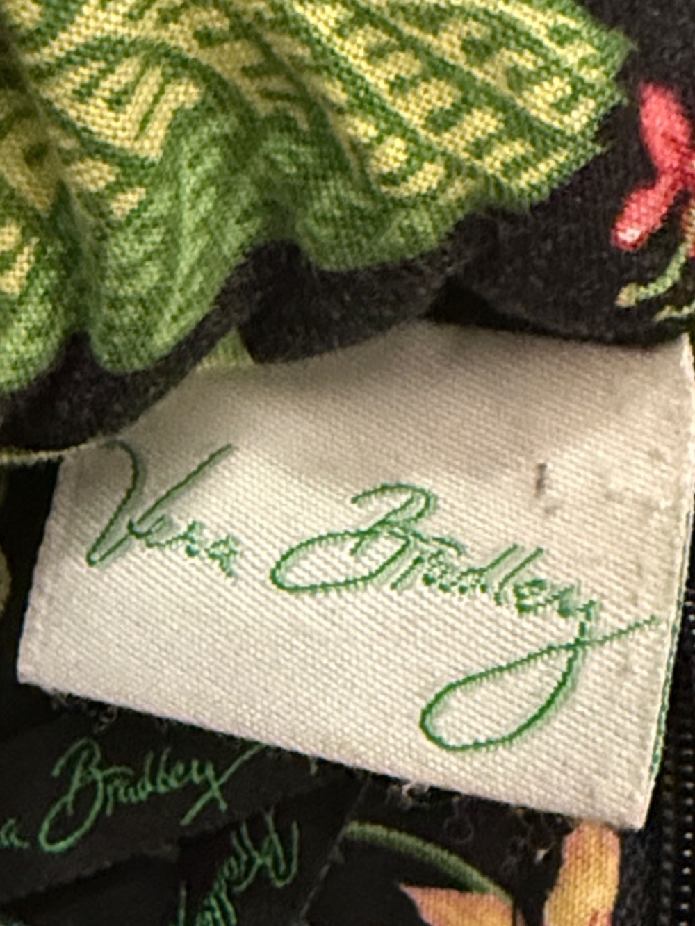 Vera Bradley Botanica Bag & Wallet Set Black Green Floral Quilted USA Retired - Picture 5 of 16